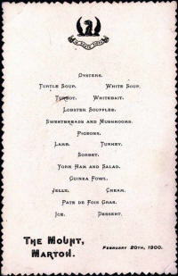 Dinner menu from the Mount